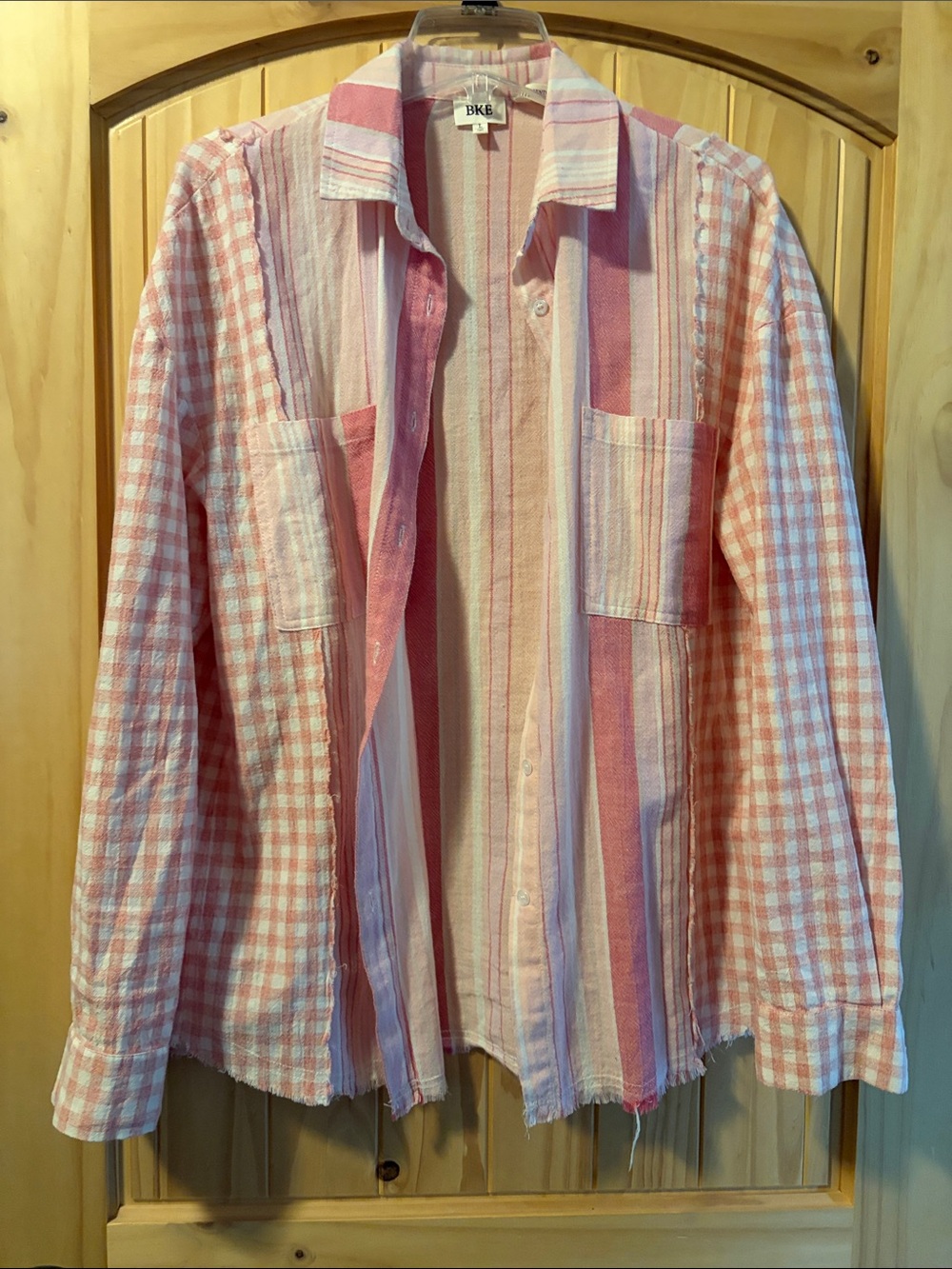 BKE Pink Striped & Gingham Button-Down Shirt